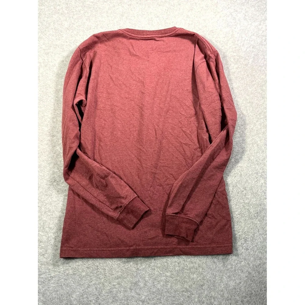 Carhartt Shirt Mens Small Red Cotton Graphic Logo Crew Neck Long Sleeve‎ Casual